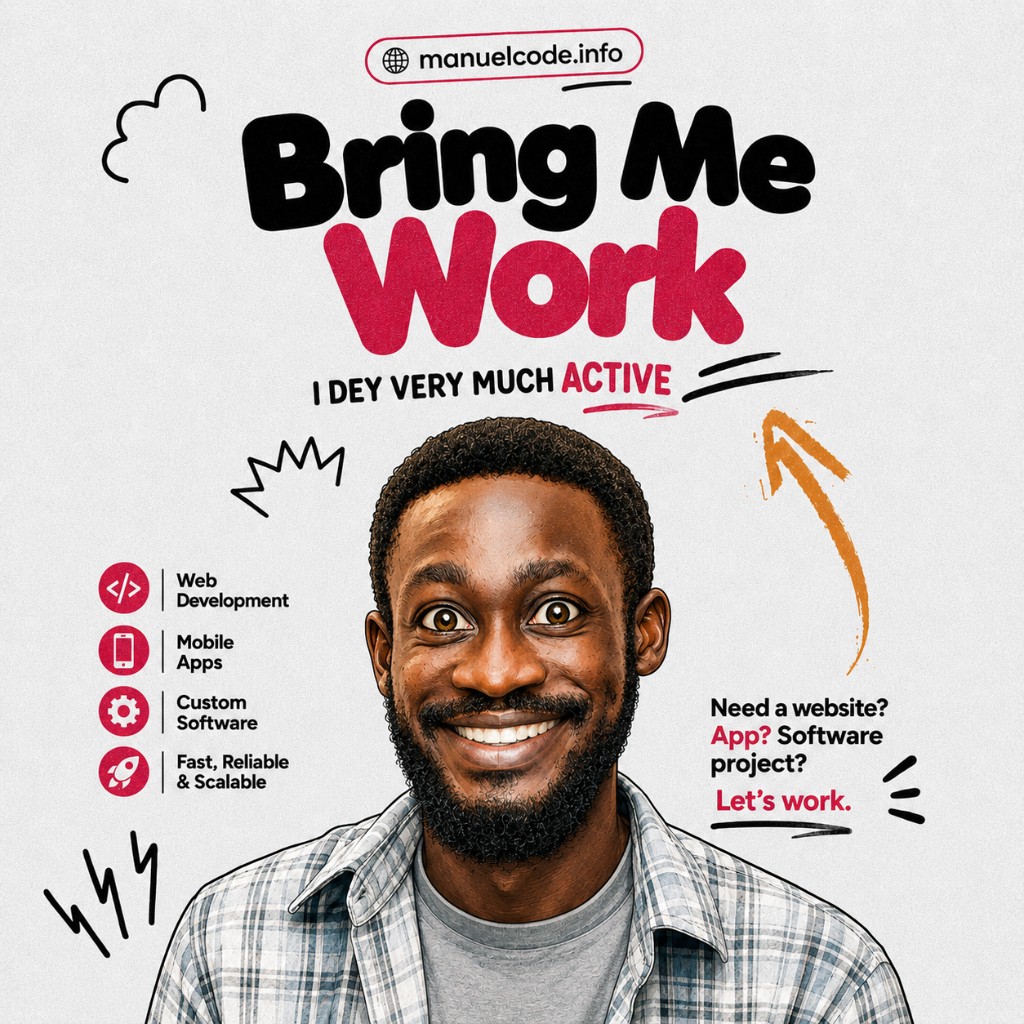 Bring Me Work — Manuelcode promo: web development, mobile apps, custom software.
